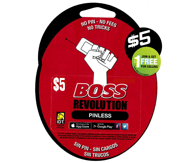 $5 Boss Revolution Phone Calling Card 